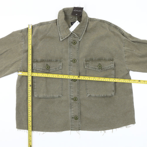 Topshop Women’s Green XS Cotton Military Jacket Casual Army Style
