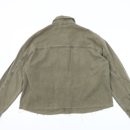 Topshop Women’s Green XS Cotton Military Jacket Casual Army Style