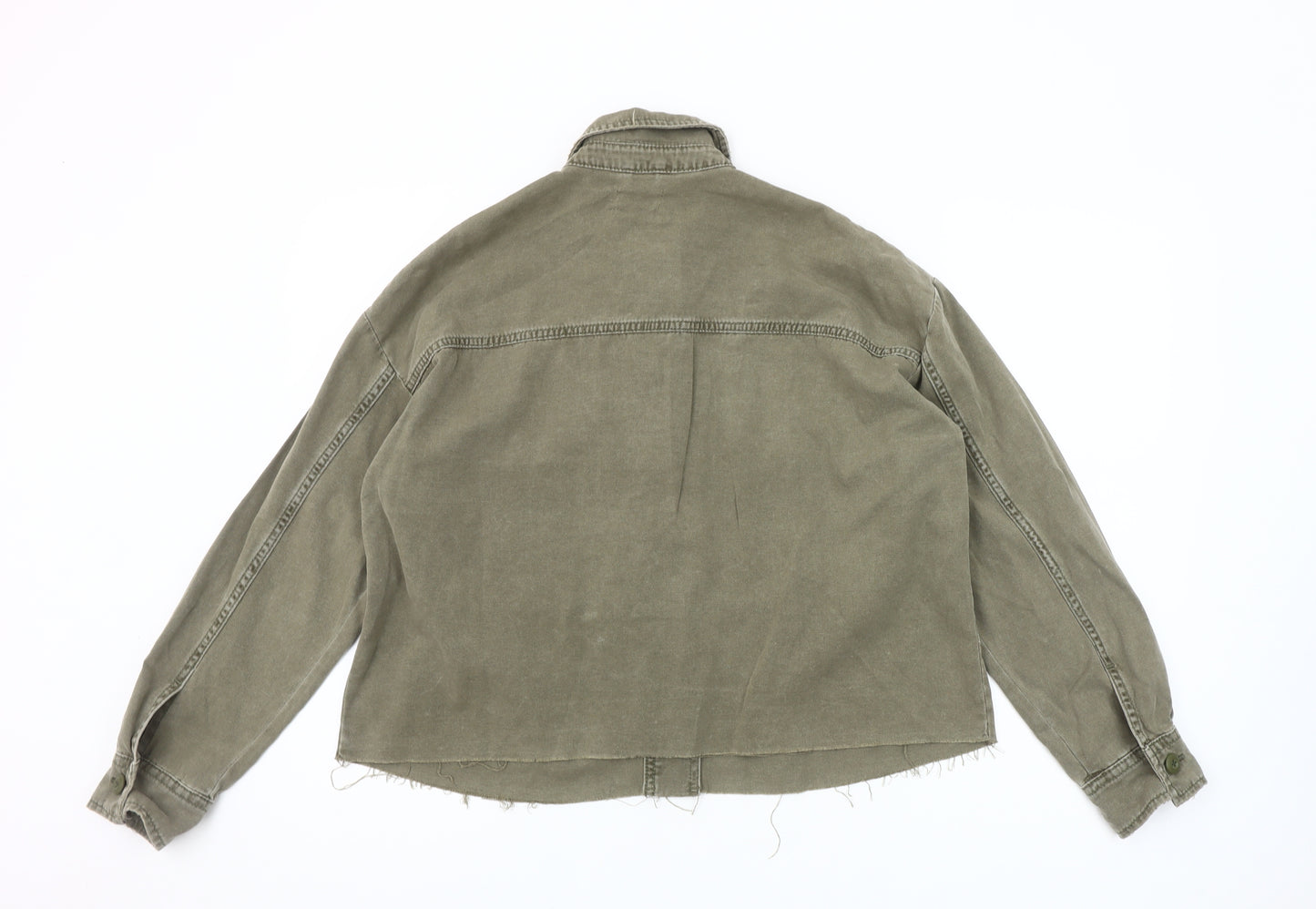 Topshop Women’s Green XS Cotton Military Jacket Casual Army Style