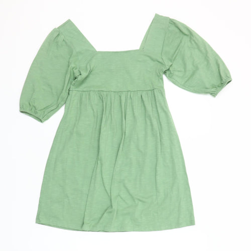 ASOS Women Green Size 2 A-Line Puff Sleeve Short Dress