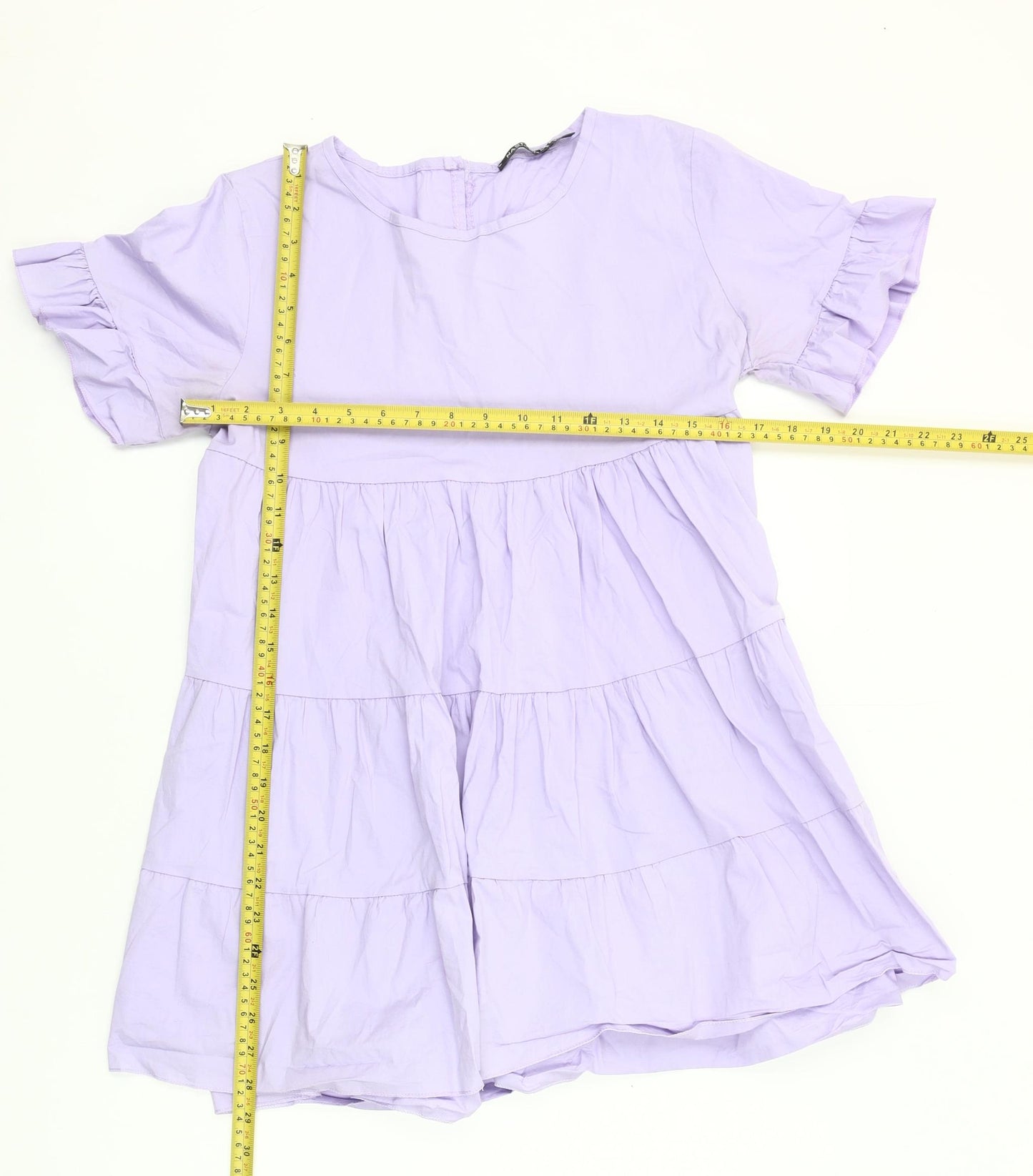 Nasty Gal Women’s Purple Tunic Blouse UK 10 Short Sleeve Ruffle