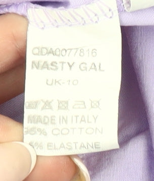 Nasty Gal Women’s Purple Tunic Blouse UK 10 Short Sleeve Ruffle