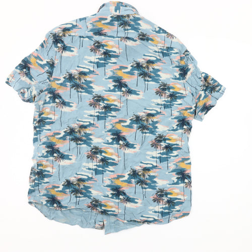 Marks and Spencer Men’s Blue Hawaiian Holiday Shirt L 41-43" Short Sleeve