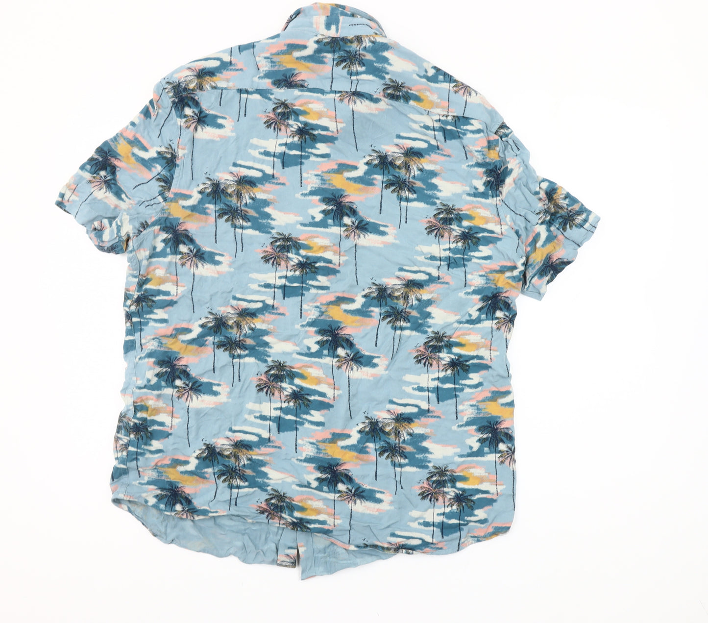 Marks and Spencer Men’s Blue Hawaiian Holiday Shirt L 41-43" Short Sleeve