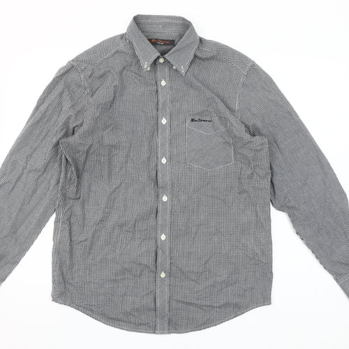 Ben Sherman Men's Black Check Button-Up Long Sleeve Shirt M