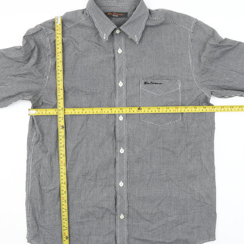 Ben Sherman Men's Black Check Button-Up Long Sleeve Shirt M