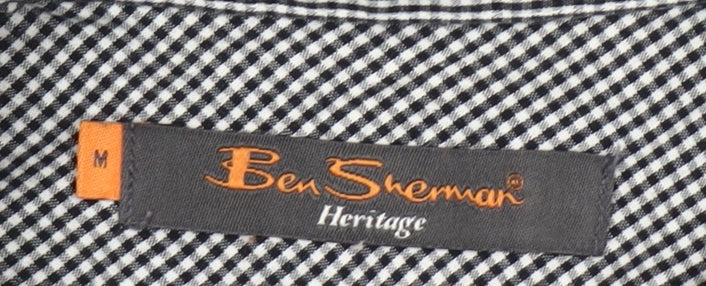 Ben Sherman Men's Black Check Button-Up Long Sleeve Shirt M