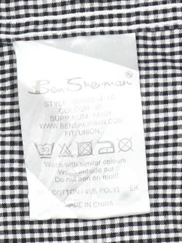Ben Sherman Men's Black Check Button-Up Long Sleeve Shirt M
