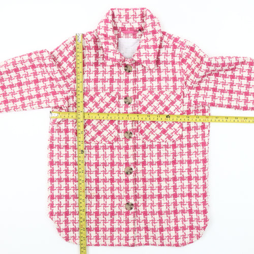 Matalan Girls Pink Houndstooth Shirt Jacket Age 9 Regular Fit