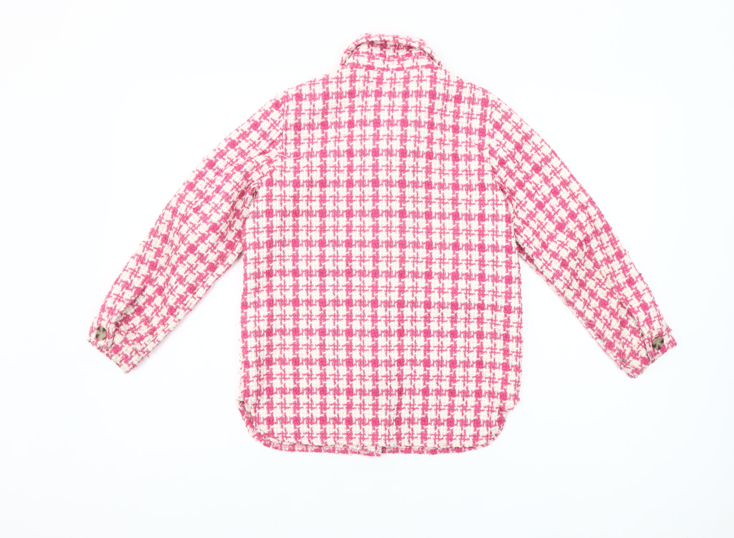 Matalan Girls Pink Houndstooth Shirt Jacket Age 9 Regular Fit