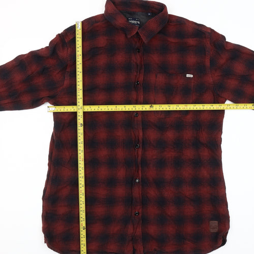 Jack & Jones Men's Red Plaid Flannel Shirt XL Long Sleeve Casual