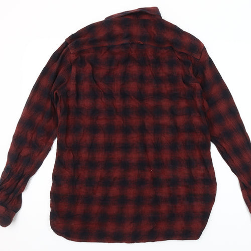 Jack & Jones Men's Red Plaid Flannel Shirt XL Long Sleeve Casual