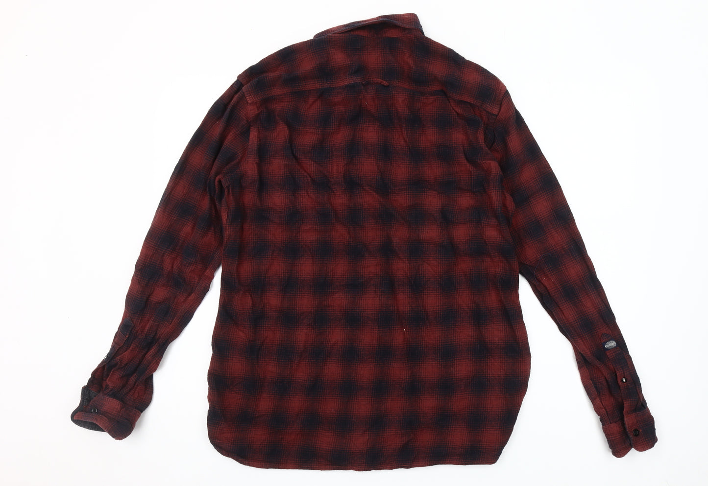 Jack & Jones Men's Red Plaid Flannel Shirt XL Long Sleeve Casual
