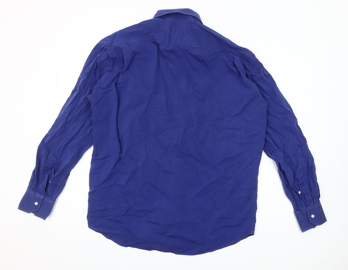 Canali Men's Blue Cotton Long Sleeve Button-Up Shirt Size 16 Regular