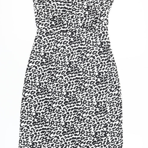 New Look Women’s Petite Black Leopard Print Knee Length Slip Dress UK 4