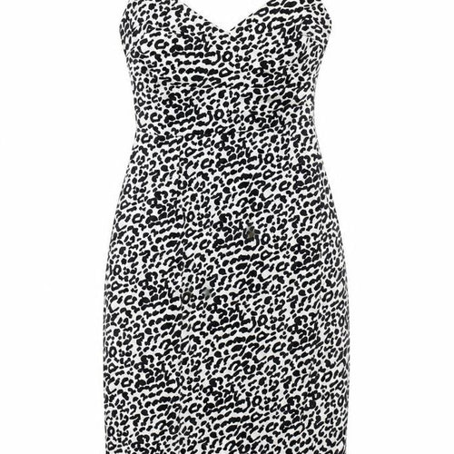 New Look Women’s Petite Black Leopard Print Knee Length Slip Dress UK 4