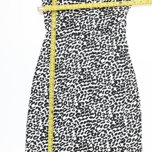 New Look Women’s Petite Black Leopard Print Knee Length Slip Dress UK 4