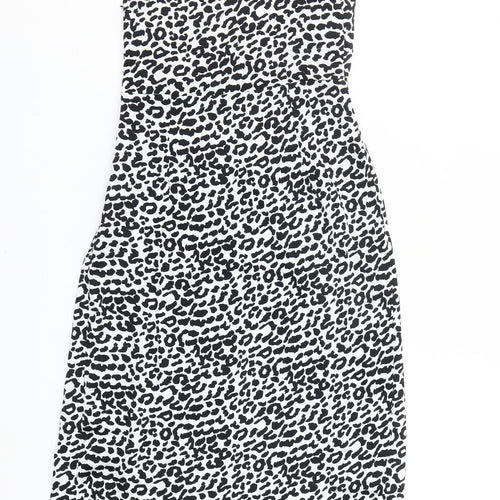 New Look Women’s Petite Black Leopard Print Knee Length Slip Dress UK 4
