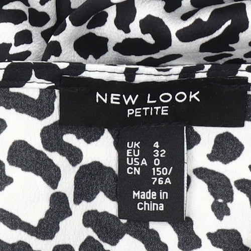 New Look Women’s Petite Black Leopard Print Knee Length Slip Dress UK 4
