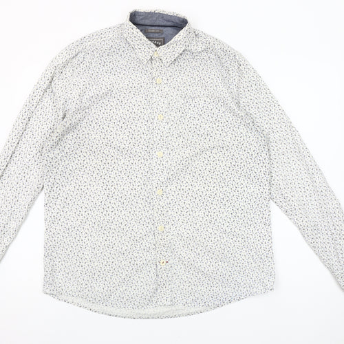 FatFace Men’s White Floral Long Sleeve Classic Fit Shirt L