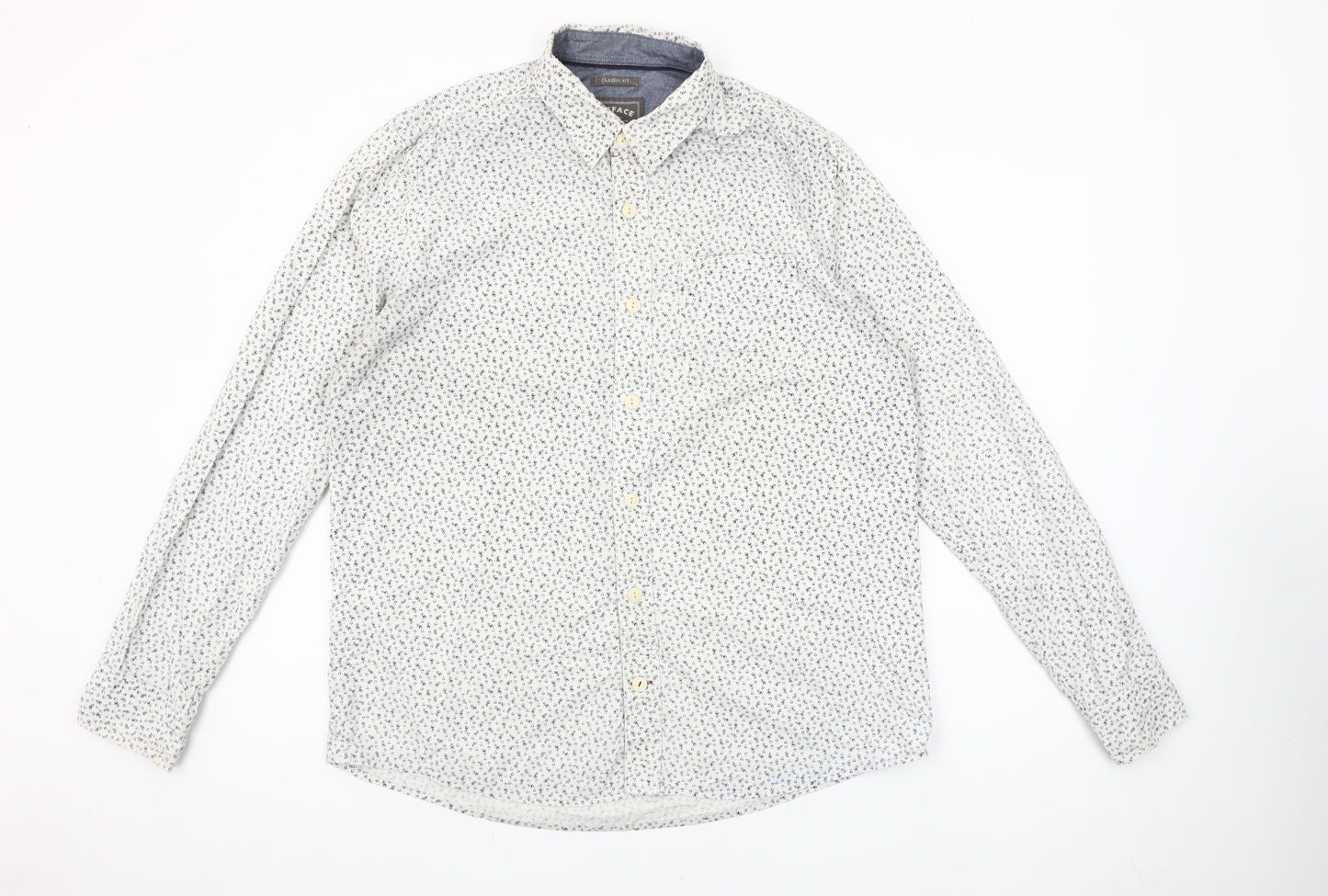FatFace Men’s White Floral Long Sleeve Classic Fit Shirt L