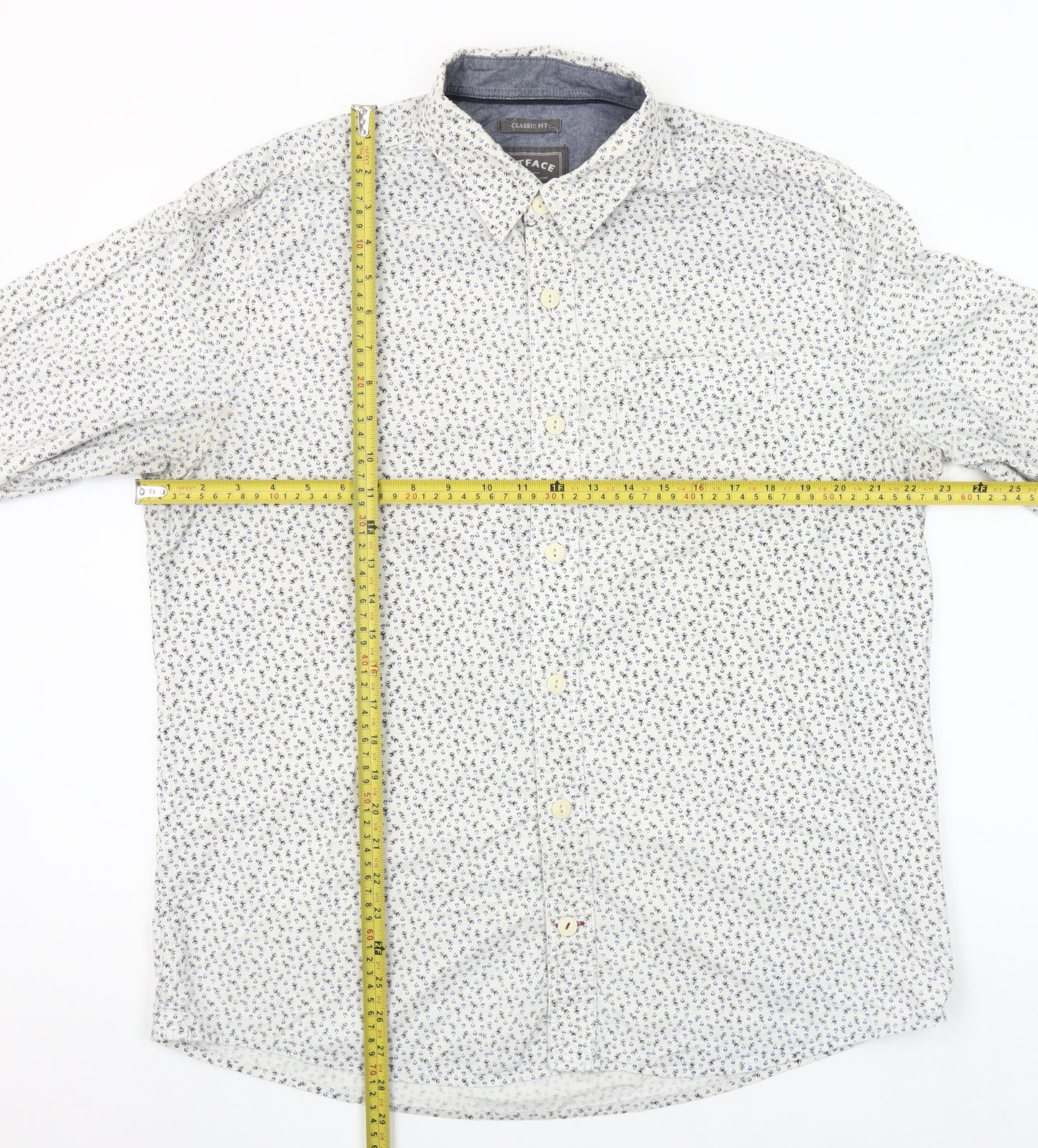 FatFace Men’s White Floral Long Sleeve Classic Fit Shirt L