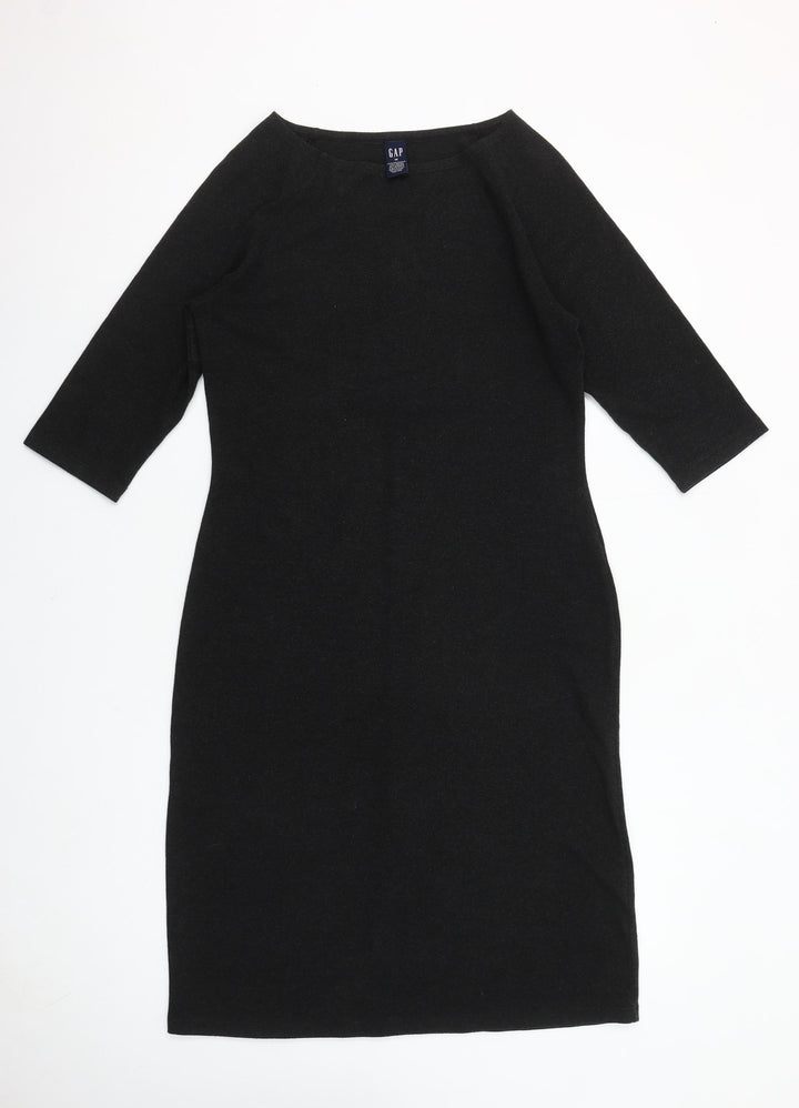 GAP Women’s Black Sheath Knee Length Dress Size M 3/4 Sleeve