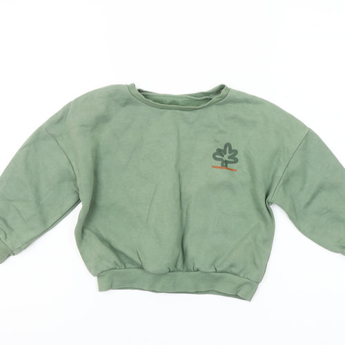 Dunnes Stores Girls Green Pullover Sweatshirt 4-5 Years Nature Print