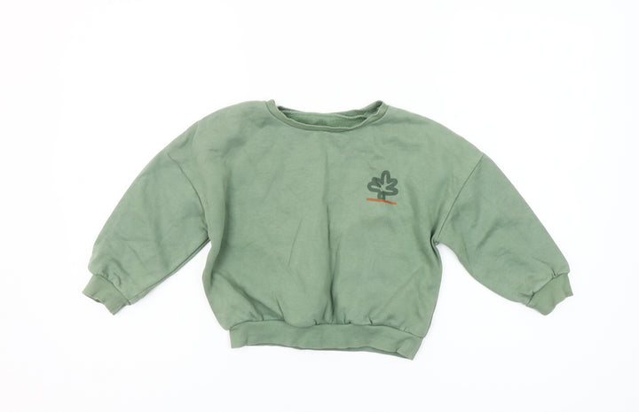 Dunnes Stores Girls Green Pullover Sweatshirt 4-5 Years Nature Print