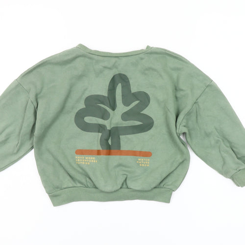 Dunnes Stores Girls Green Pullover Sweatshirt 4-5 Years Nature Print