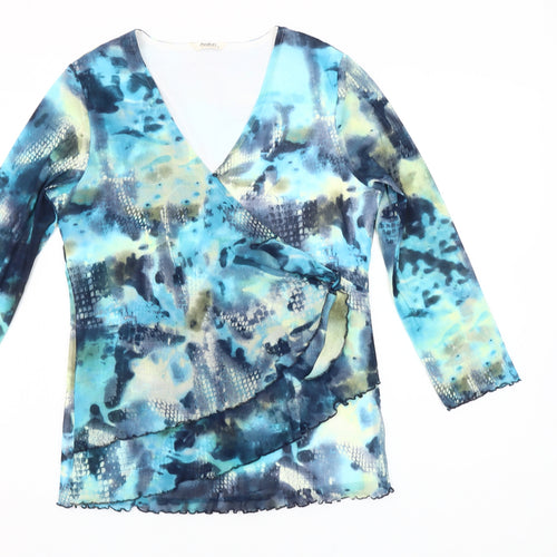 Avalon Womens Multicoloured Wrap Blouse Size 10 Long Sleeve