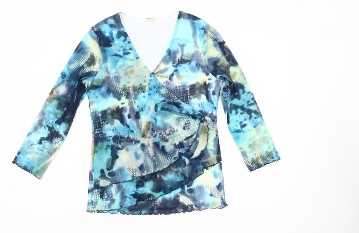 Avalon Womens Multicoloured Wrap Blouse Size 10 Long Sleeve
