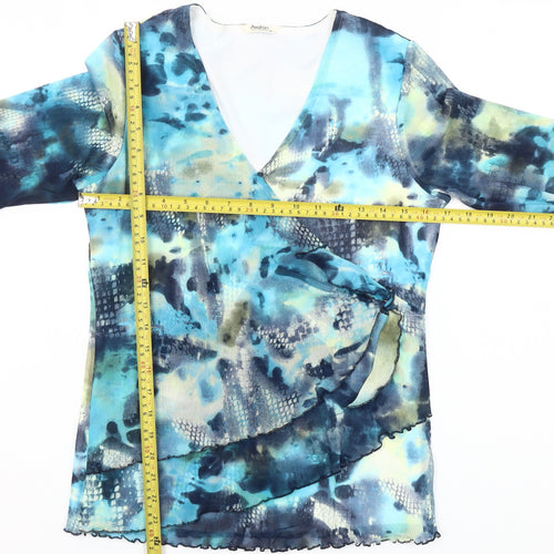 Avalon Womens Multicoloured Wrap Blouse Size 10 Long Sleeve