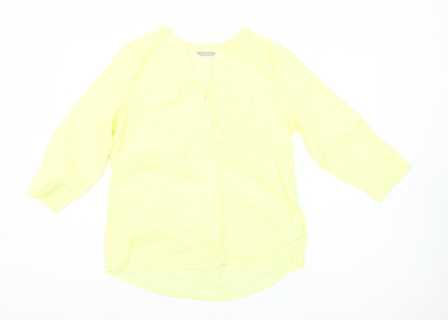 Marks and Spencer Womens Yellow Linen Tunic Blouse UK 12