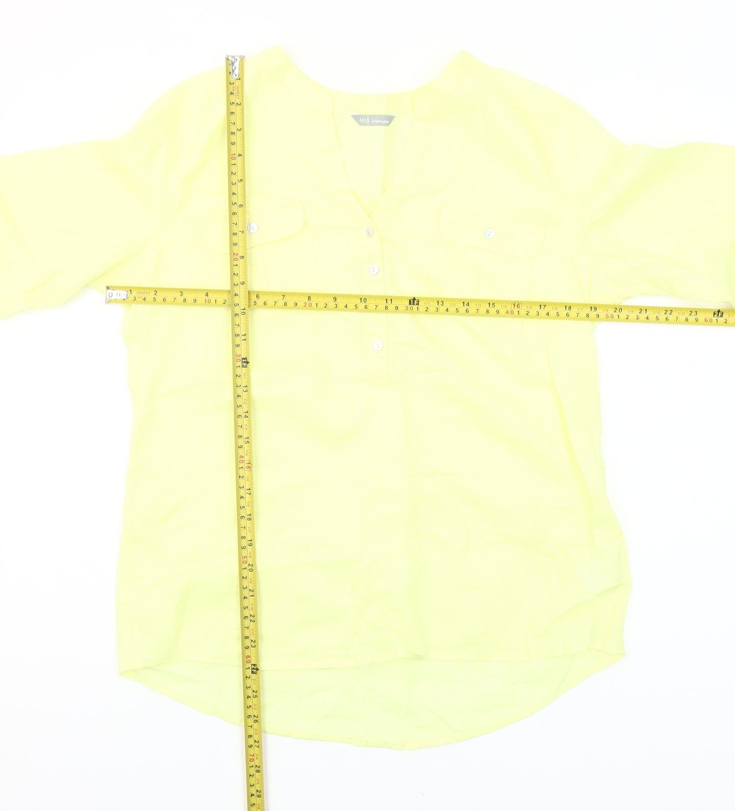 Marks and Spencer Womens Yellow Linen Tunic Blouse UK 12