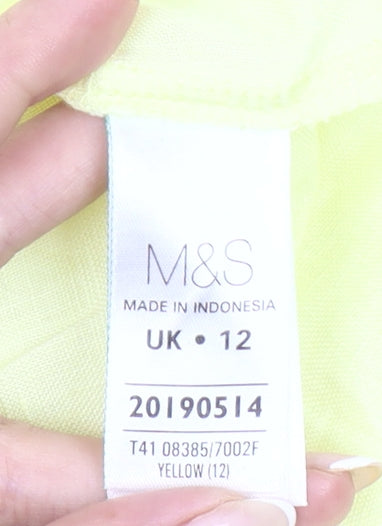 Marks and Spencer Womens Yellow Linen Tunic Blouse UK 12