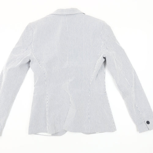 Zara Women Blue Striped Blazer Size 8 Slim Fit One Button
