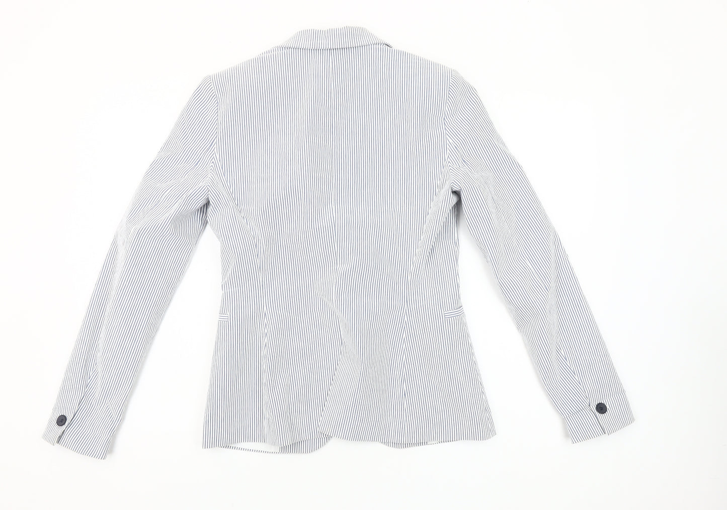 Zara Women Blue Striped Blazer Size 8 Slim Fit One Button