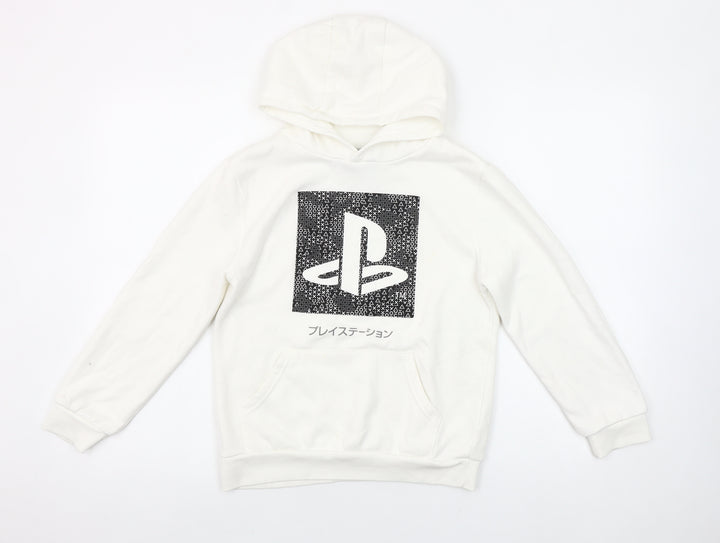 PlayStation Boys White Pullover Hoodie 9-10 Years Long Sleeve Gaming Logo