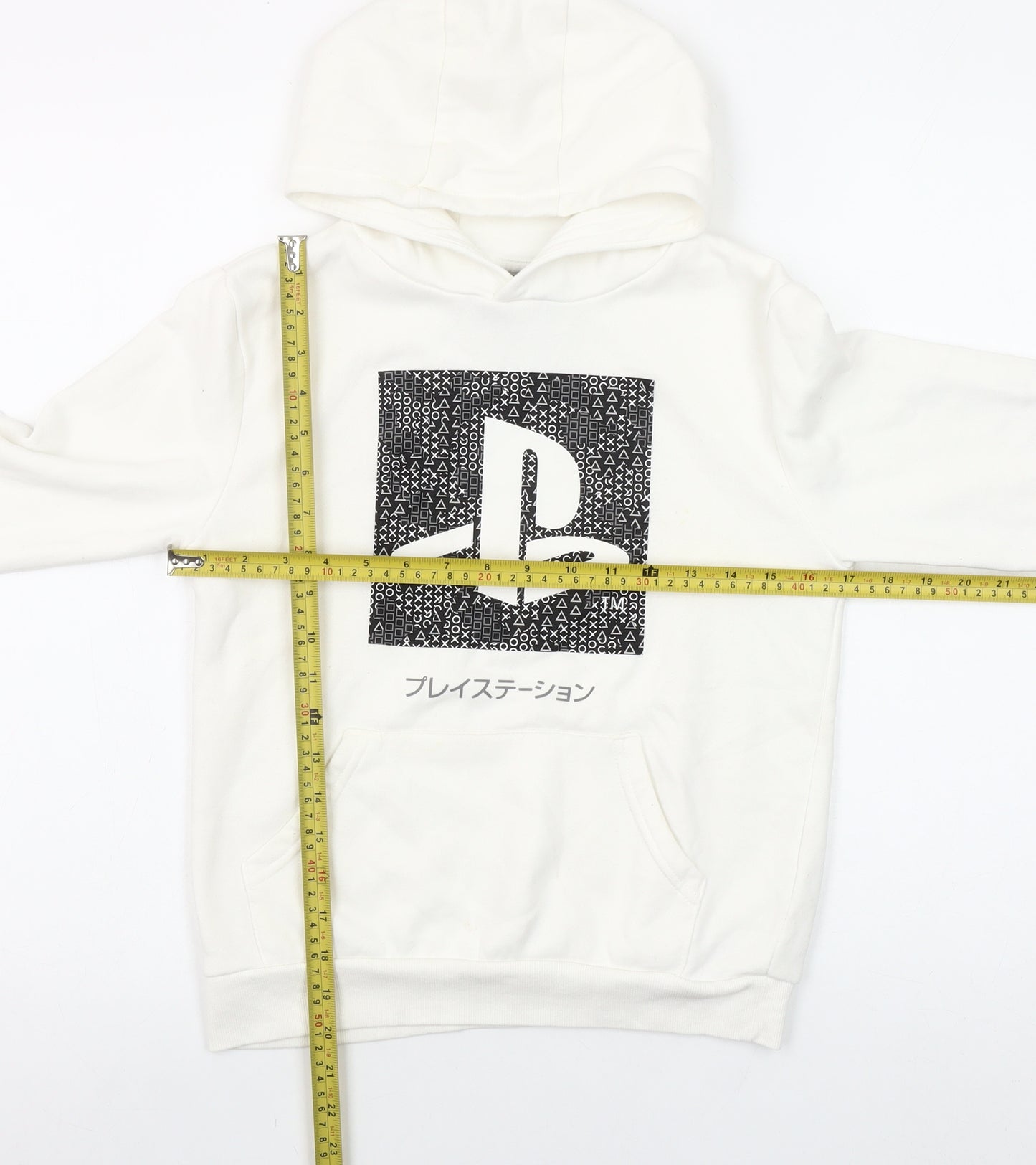 PlayStation Boys White Pullover Hoodie 9-10 Years Long Sleeve Gaming Logo