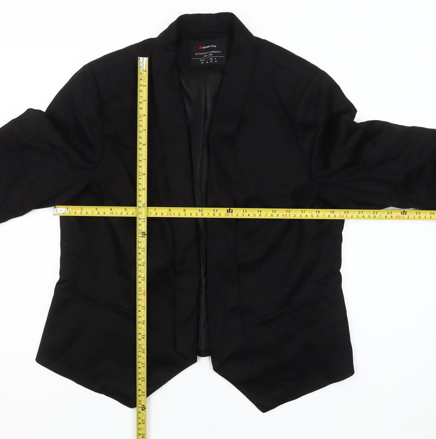 Street One Womens Black Size 16 Shawl Lapel Blazer Jacket