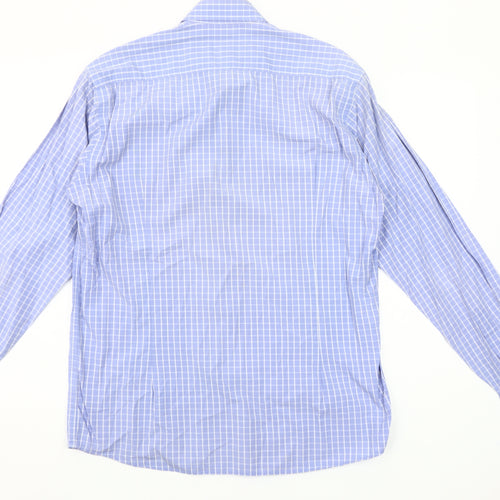 Marco Capelli Men's Blue Medium Check Long Sleeve Button-Up Shirt