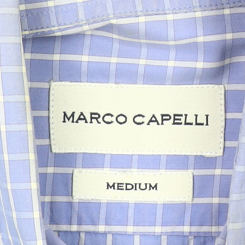 Marco Capelli Men's Blue Medium Check Long Sleeve Button-Up Shirt