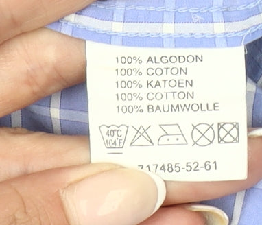 Marco Capelli Men's Blue Medium Check Long Sleeve Button-Up Shirt