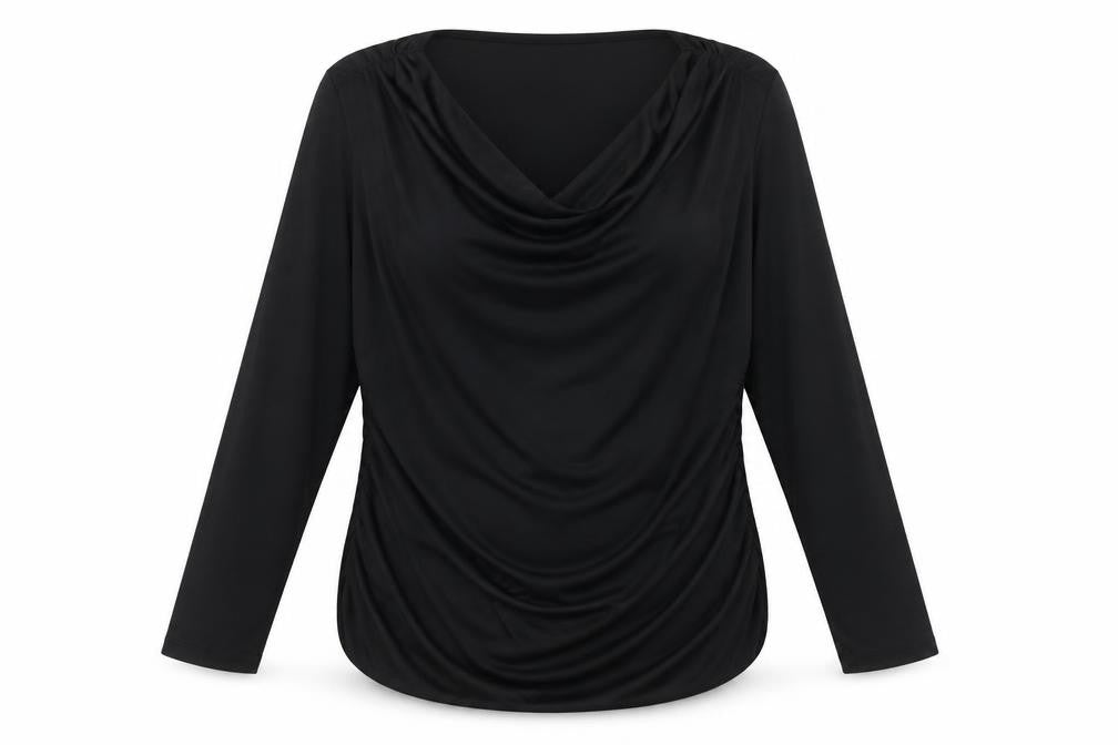 Gallery Women’s Black XL Cowl Neck Long Sleeve Blouse