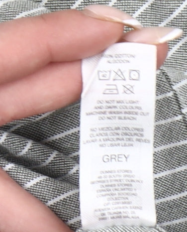 Dunnes Stores Men’s Grey Striped Button-Up Shirt L 41-43" Regular Fit