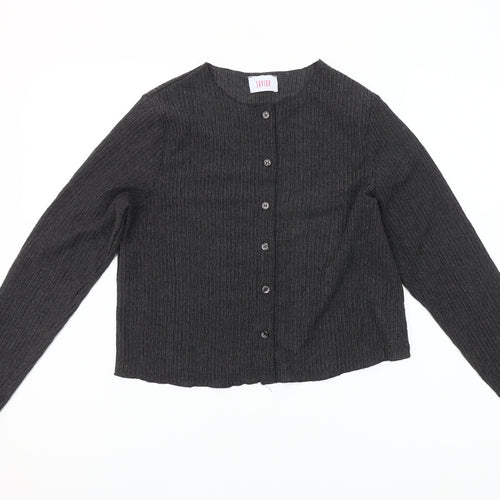Savida Womens Grey Button-Up Top Size 12 Long Sleeve Knitwear