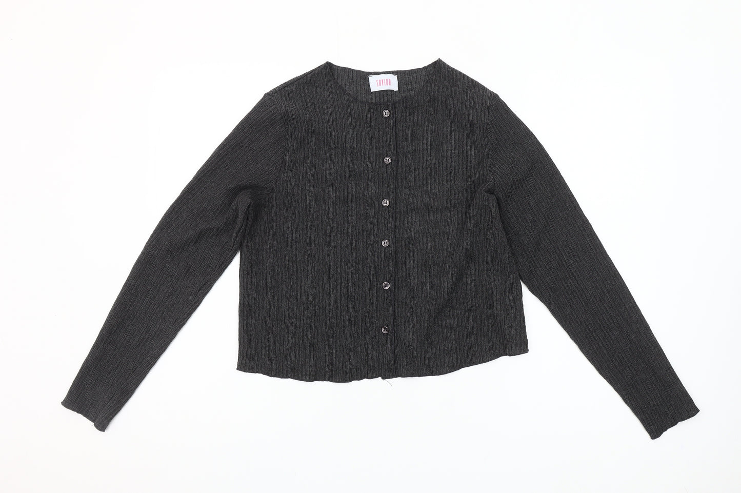 Savida Womens Grey Button-Up Top Size 12 Long Sleeve Knitwear