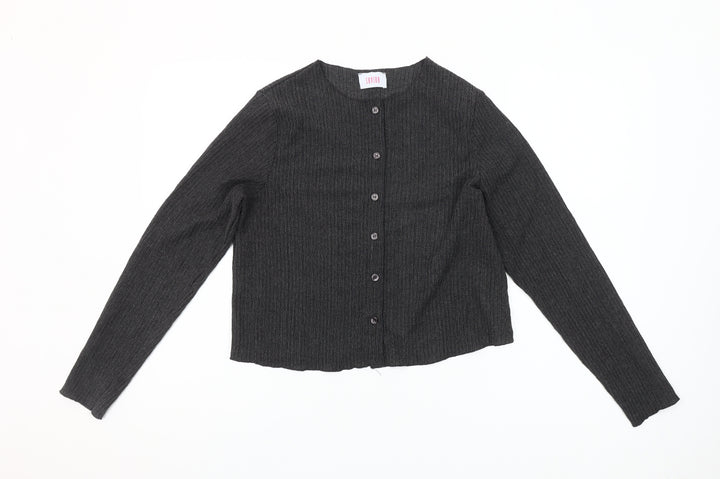 Savida Womens Grey Button-Up Top Size 12 Long Sleeve Knitwear