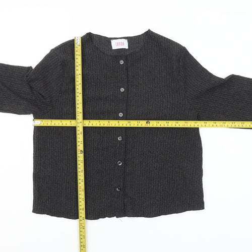 Savida Womens Grey Button-Up Top Size 12 Long Sleeve Knitwear